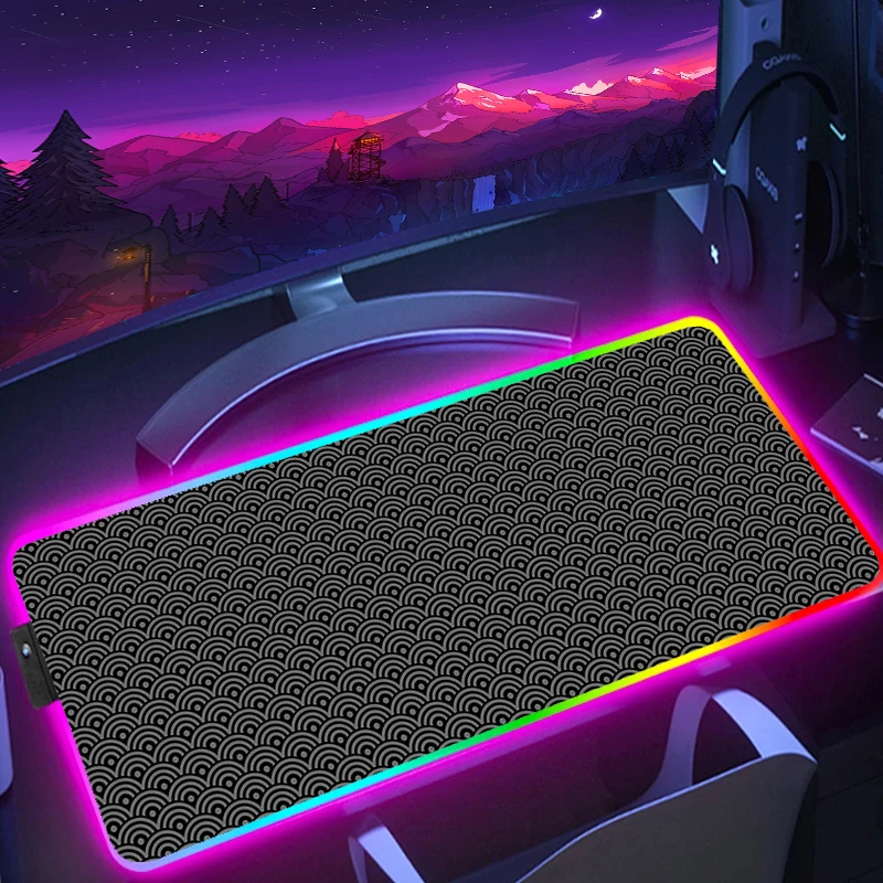 RGB Mousepad Simple Line Non-Slip Mouse Mat Large Gaming Mouse Pad Gamer Rubber Desk Mat With Backlit LED Art Accessories XXL