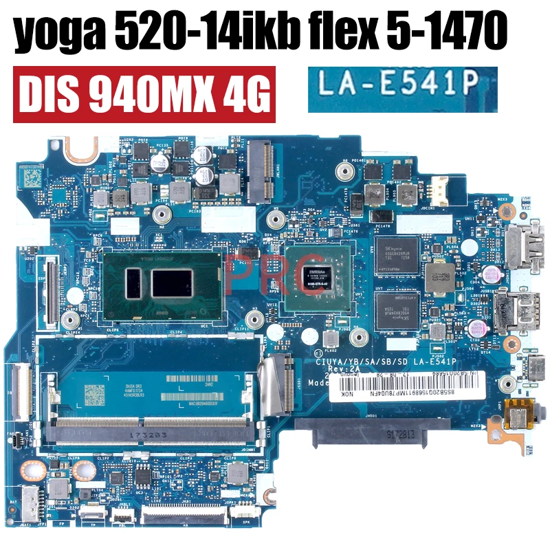 For LENOVO yoga 520-14ikb flex 5-1470 Laptop Motherboard LA-E541P 4415U i3 i5 i7 8th Gen 5B20Q15697 Notebook Mainboard