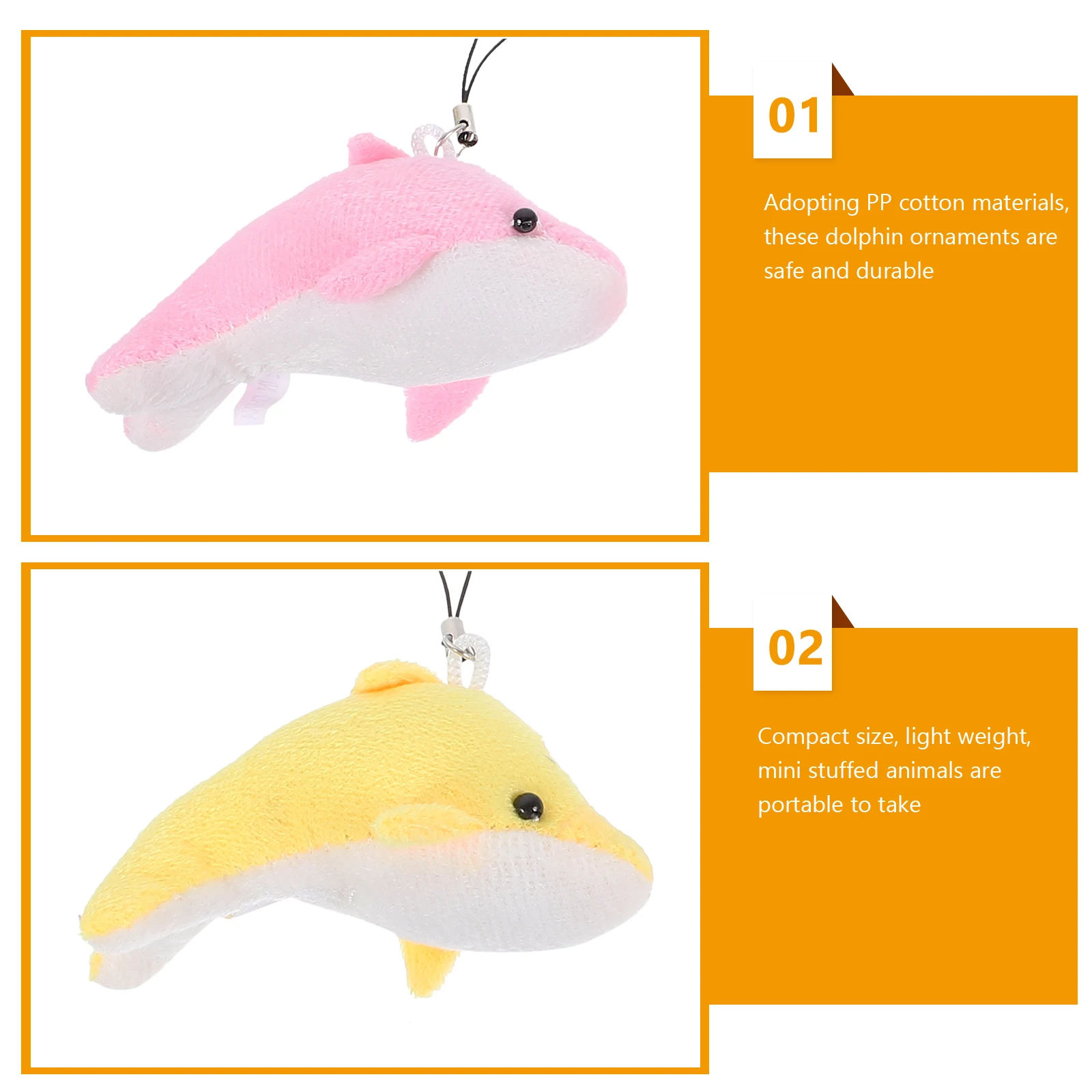 

6pcs Small Dolphin Pendant Stuffed Animal Hanging Decor For Keychain Bag Wallet Phone Car Charm Mini Dolphin Ornament