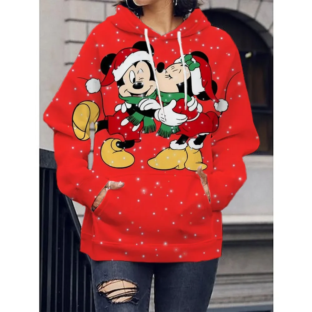 New Christmas Collection Hoodie Men's Fall Long Sleeve Disney Branded Donald Duck and Mickey Mouse 3D Printed Casual Sweatshirt