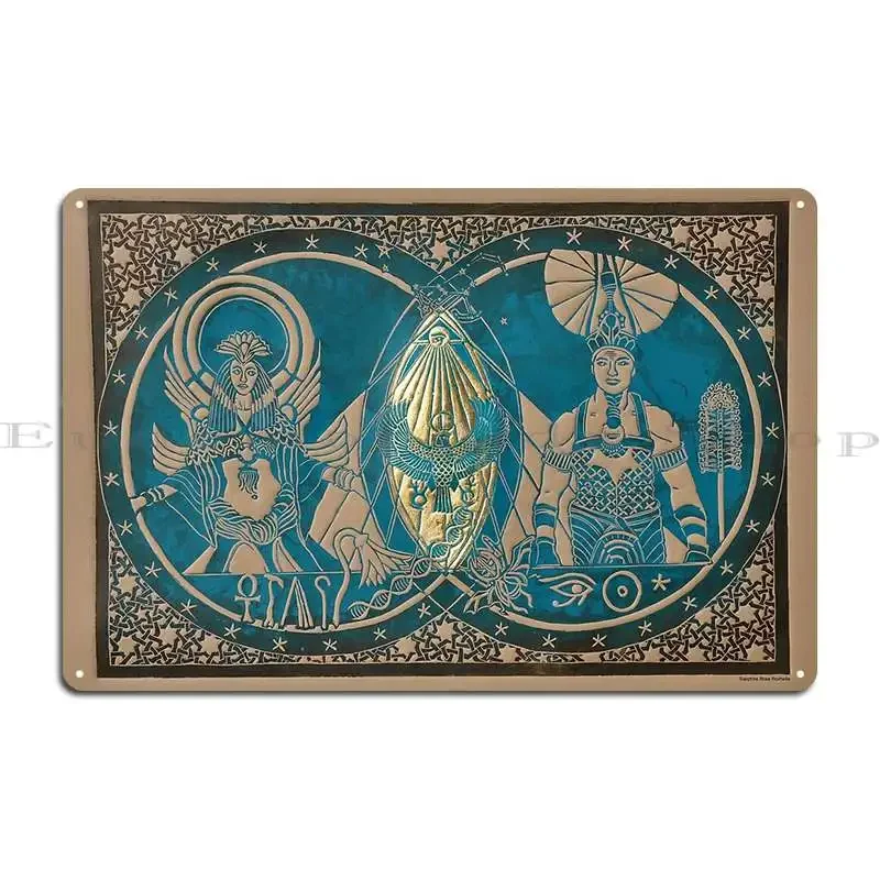 Isis Osiris And Horus Metal Sign Living Room Designing Cinema Wall Mural Cinema Tin Sign Poster