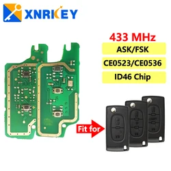 XNRKEY 2/3B Auto Schlüssel Elektronische Leiterplatte CE0536 CE0523 ID46 433Mhz FRAGEN/FSK für Peugeot 407 307 308 607 Citroen C2 C3 C4 C5