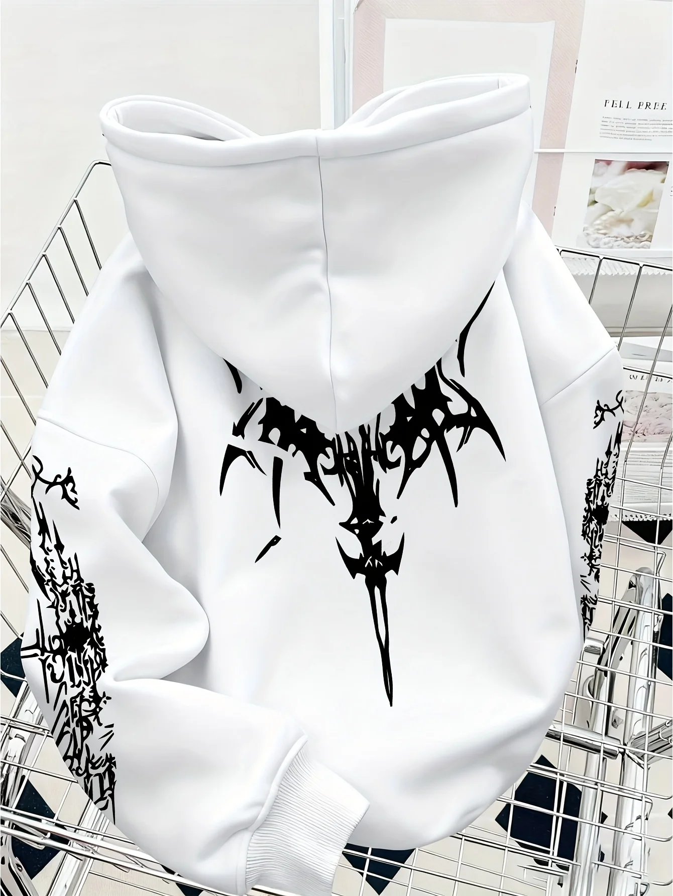 Women's Hoodie Abstract Totem Back And Sleeve Print Autumn Street Style Hooded Sweatshirt Trendy Daily Casual Hoodie Outfit