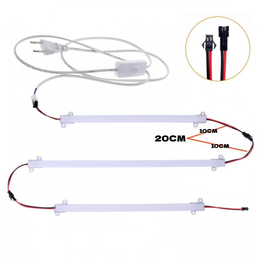 LED Tube Light 30/40/50cm High Brightness 220V with 1.8m EU Switch Plug Energy Saving Night Bar 2835 Strip 1-10pcs