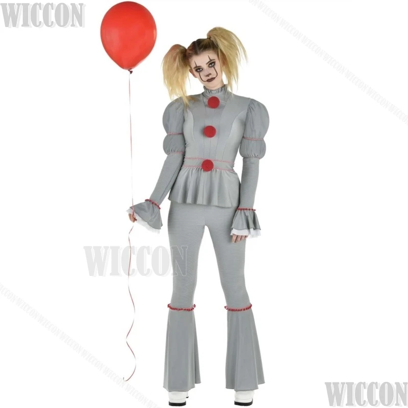 هالوين فيلم المهرج أنثى Pennywise تأثيري الملابس شعر مستعار Genderswap الرعب مخيف فستان الرعب كرنفال كوميك كون كوس لعب الأدوار #2