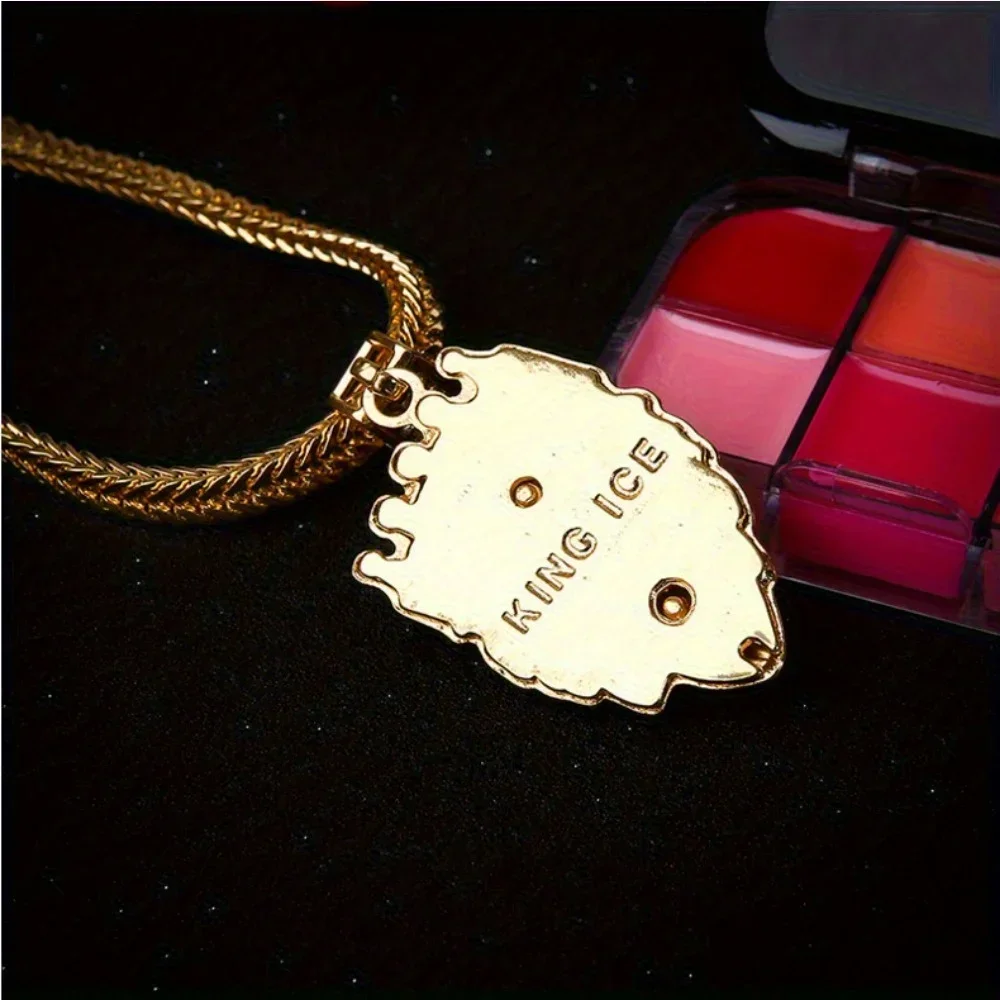 European and American Trendy Men's New Lion Head Party and Banquet Fashionable Pendant Crown Valentine's Day Lion Head Necklace view 4