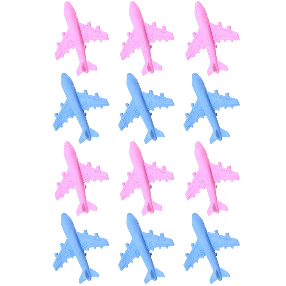 12 قطعة ممحاة على شكل طائرة من المطاط اللطيف لممحاة قلم رصاص ذات سطح أملس - لوازم مدرسية صديقة للناعمة