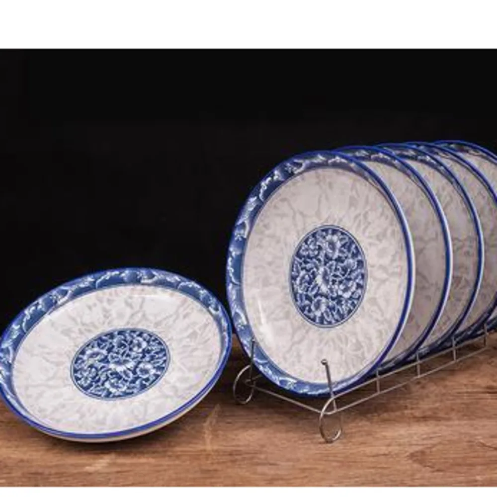 8in blau und weiß Teller Geschirr Bone China Porzellan tiefes Obst Reis Teller Geschirr