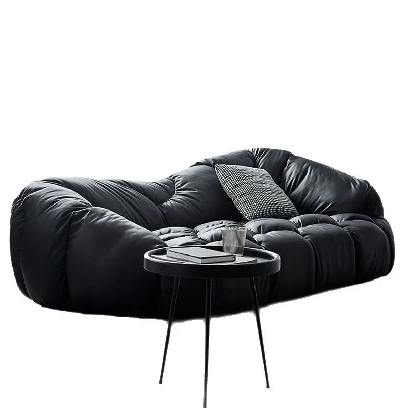 

Minimalist cloud, sofa three people, black leather retro, small apartment lazy, special-shaped sofa bed