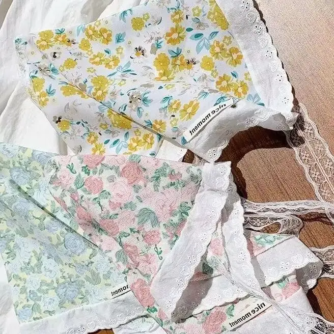

Retro Flower Triangle Hair Scarf - French Pastoral Headband | Women/Girls Summer Lace Accessories