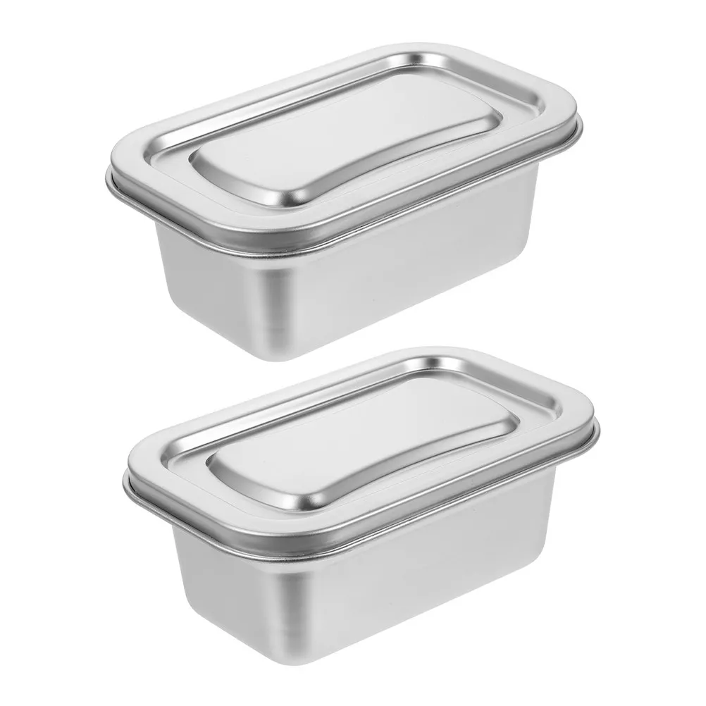 

2Pcs Metal Ice Cream Storage Box Heavy Duty Airtight Lid for Refrigerator Organizer Reusable Snack Container Kitchen