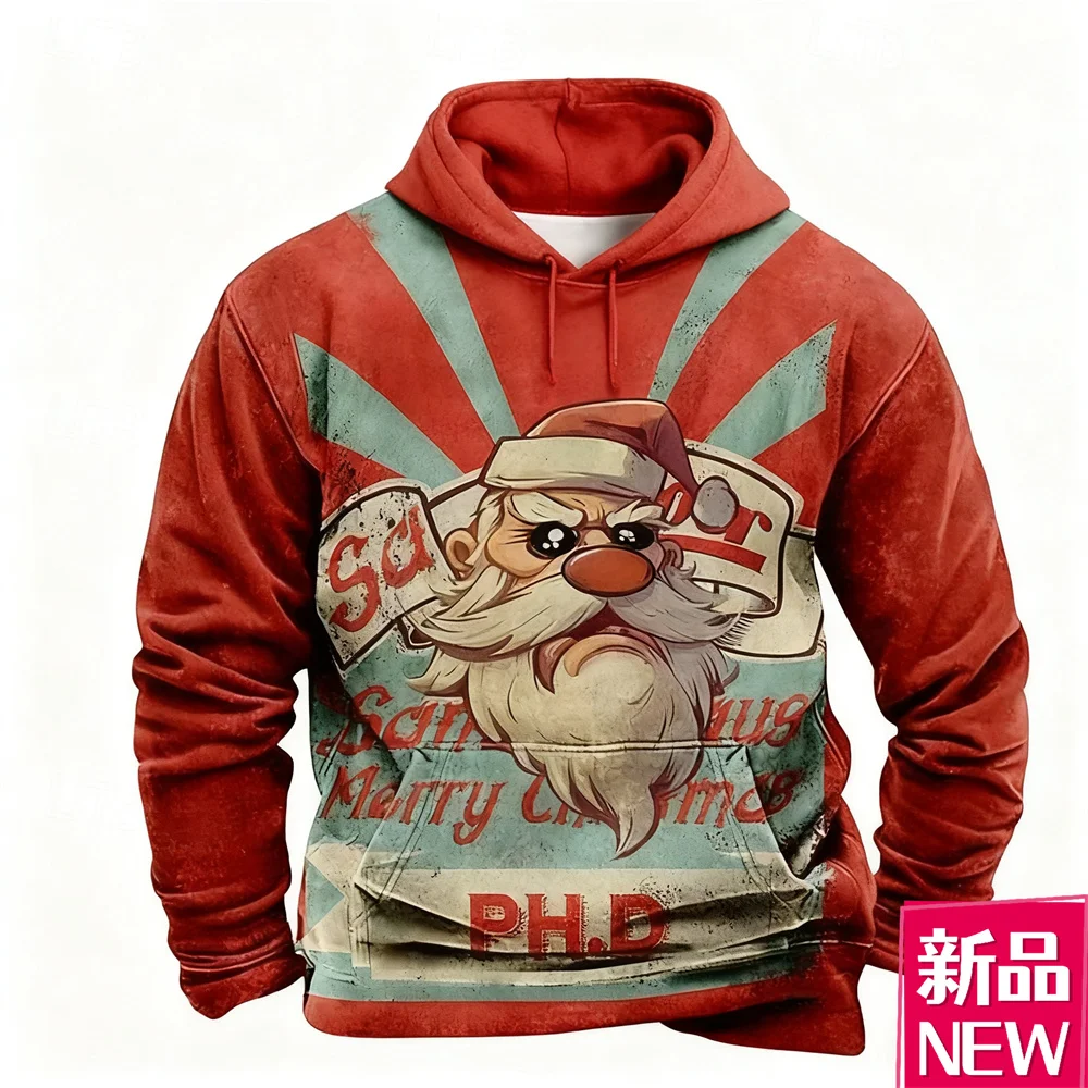 

3D Printed Classic Design Christmas Hoodies Men's Vintage Style Street Hip Hop Clothes Autumn Winter Outdoor Hooded Sweatshirts
