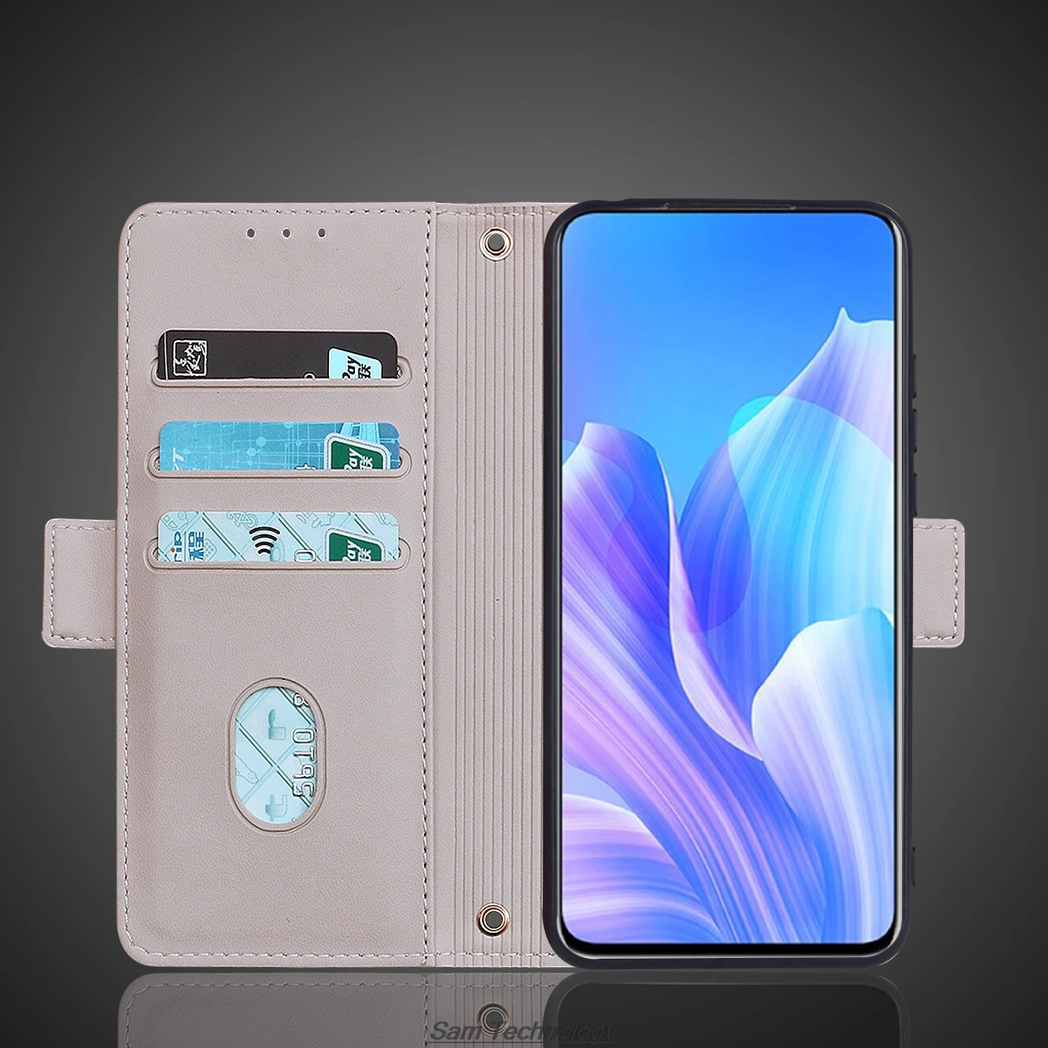 حافظة جلدية بإبزيم مغناطيسي لهاتف هواوي Y9A محفظة RFID غطاء قلاب نسائي بسيط كابا Fundas Coque #5