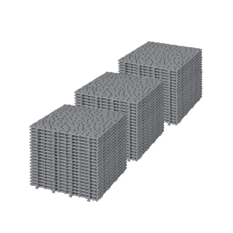 60 قطعة من بلاط سطح السفينة المتشابكة من البلاستيك الرمادي مقاس 12 بوصة × 12 بوصة من حجر حصاة خارجي/دش/شرفة مضادة للانزلاق بسعة 440 رطلًا سهلة التجميع #1