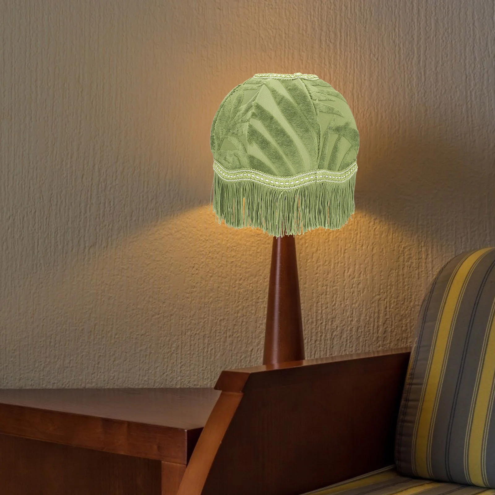 Modern 1 Pc European Style Cloth Lampshade Half Round Green Fringe Bedside Table Lamp Cover Home Decor Protective Dustproof