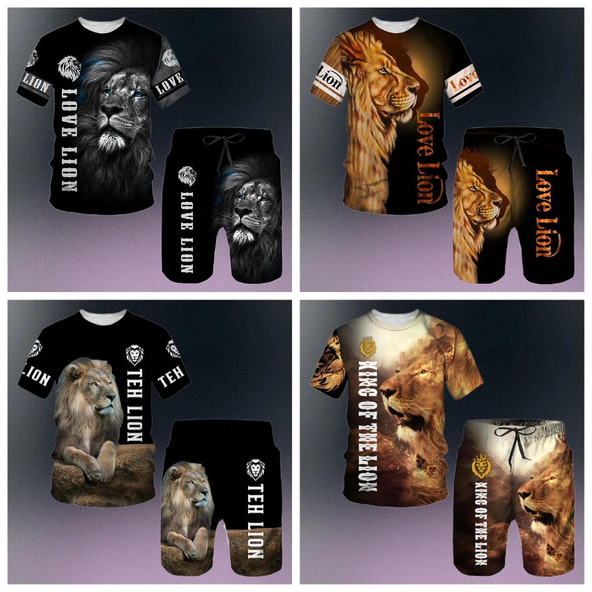 

Lion Tiger Series 3D Printed Men's Casual Set Summer Hot Sale of The Season New Adult Clothing Set Comfortable Breathable Fashio