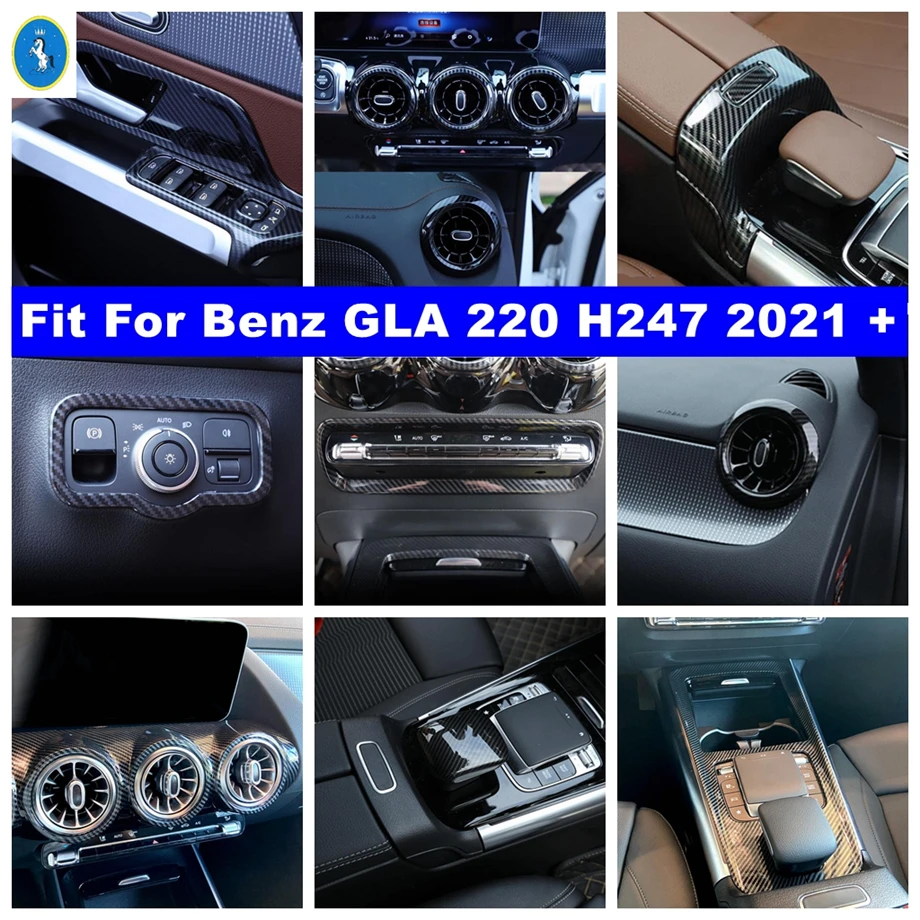 

Lift Button Air AC Vent Gear Box Panel Cover Trim For Mercedes-Benz GLA 220 H247 2021 - 2024 ABS Carbon Fiber Look Accessories