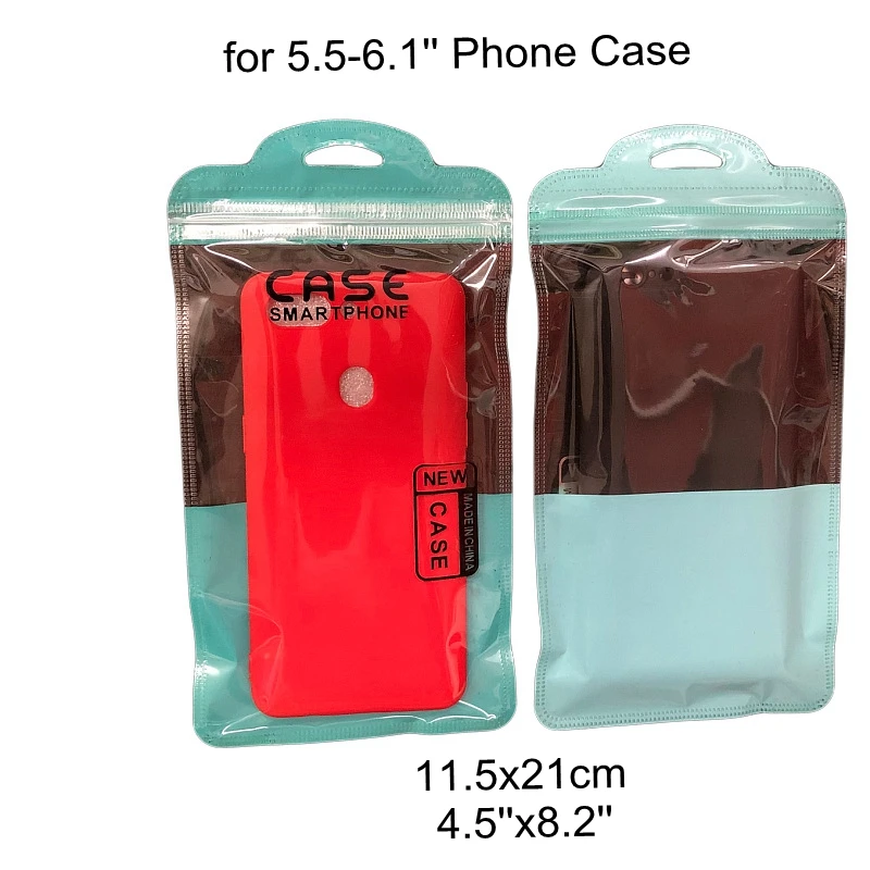 100PCS Neutral Plastic Zip Lock Cell Phone Case Packing Bags Accesorries Packaging Sealing Pouch for 5.6-6.1'' Phone Case