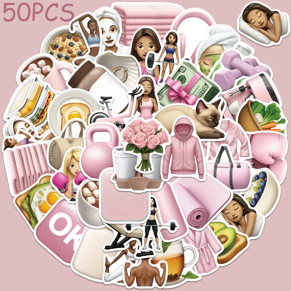 

50pcs GYM Girl Stickers Decals For Phone Skateboard Notebook Guitar Helmet DIY Aesthetic Waterproof Stickers Creative Gifts