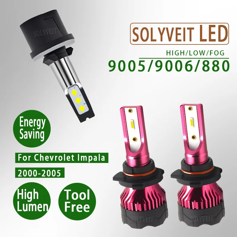 

High-Performance Dustproof Shockproof 9005 9006 880 LED Headlight foglight For Chevrolet Impala 2000 2001 2002 2003 2004 2005