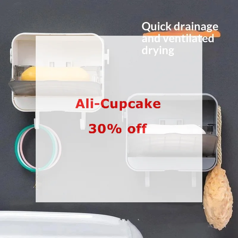 Toilet Dust-proof Belt Cover Drain Soap Box, Wall Mounted Seamless With Hook Soap Storage Rack