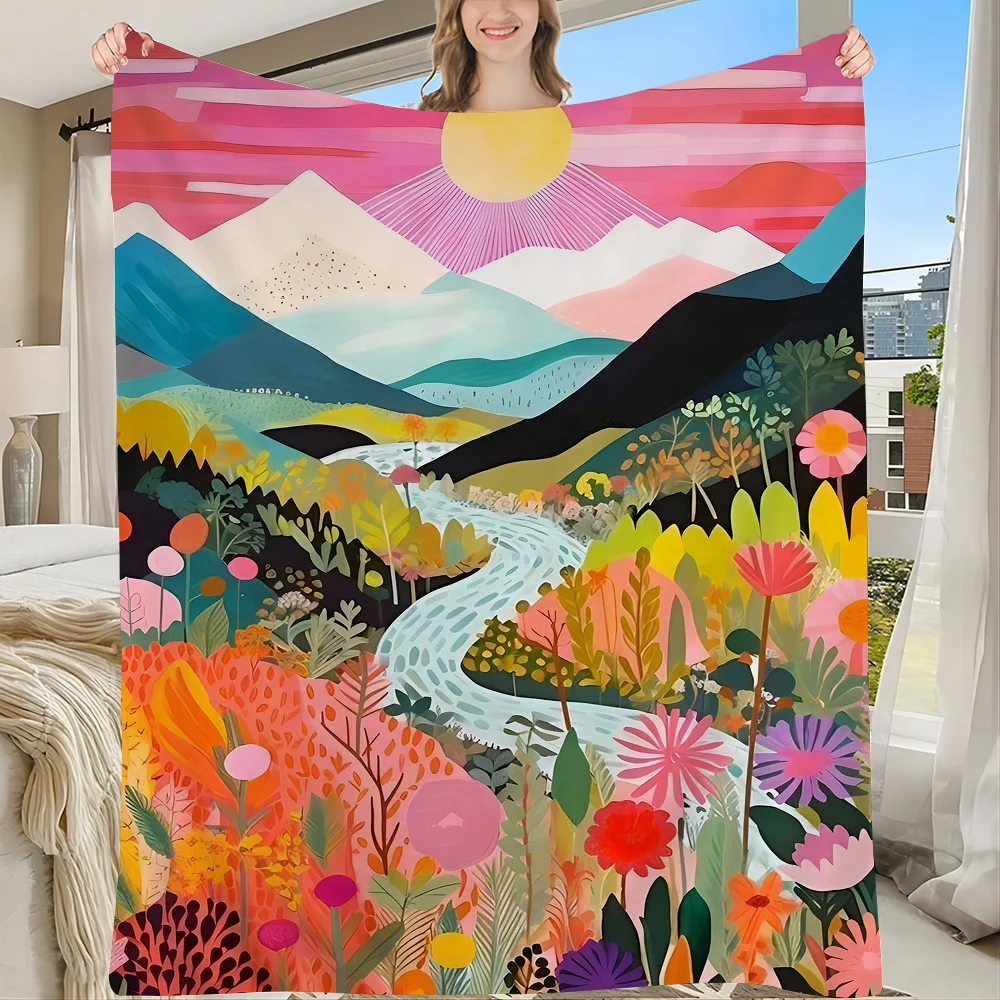 

Flowers Mountain Lake Colorful Nature Landscape Travel Hanging Bohemian Tapestry Hanging Tarot Hippie Wall Rugs Dorm Home Decor