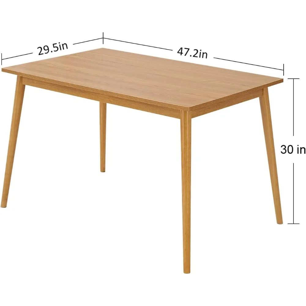 Tavolo da pranzo moderno Tavolo da cucina da 47 pollici con gamba in legno massello Finitura in rovere Tavolo da pranzo Sala da pranzo Mobili per la casa Naturale