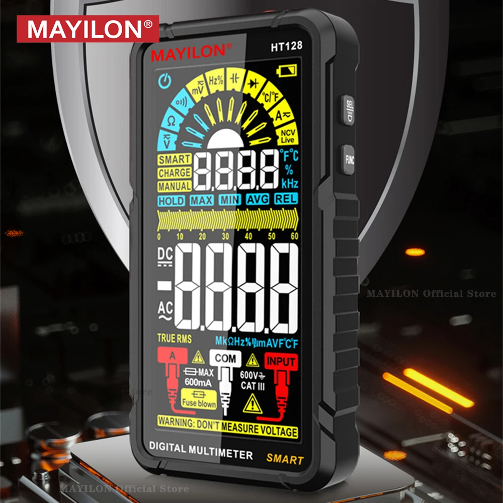 MAYILON HT128 Smart Multimeter Digital Ammeter Voltmeter True RMS Electrical Meter Frequency Capacitor Ohm NCV Multitester