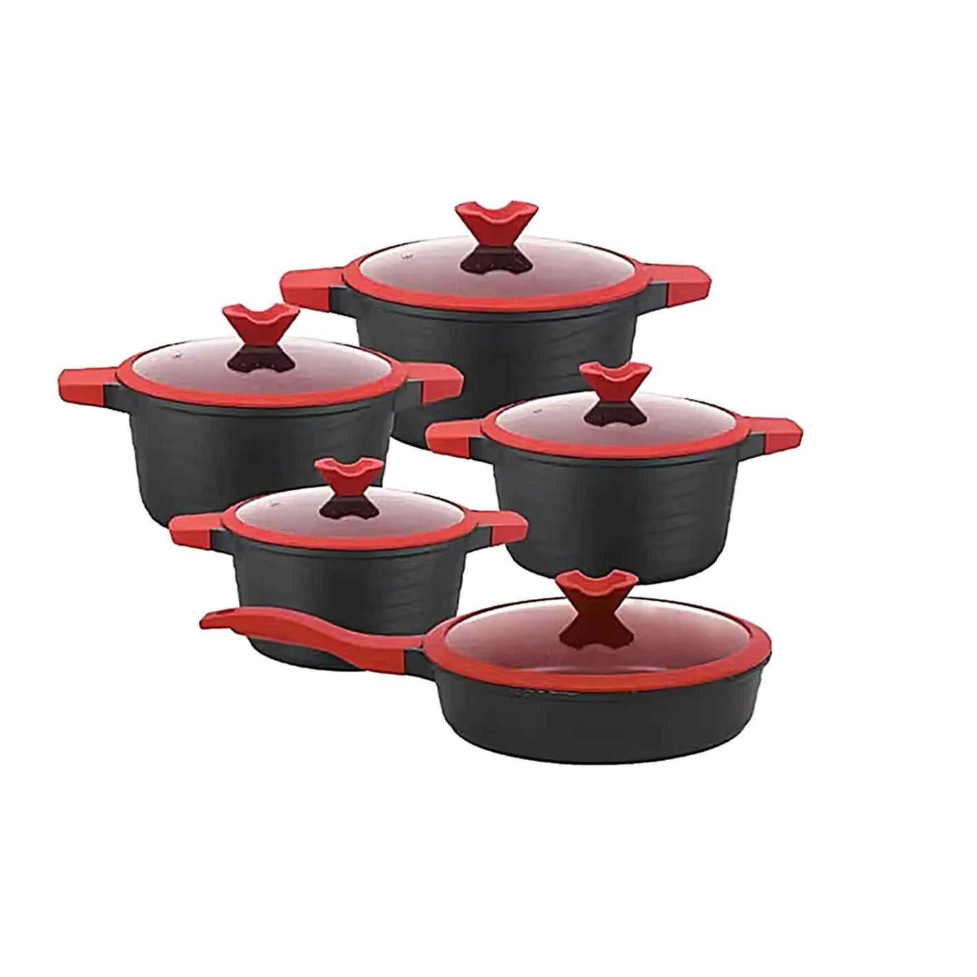 Kitchen Ware Ceramic Cooking Pots Sets Induction Base Die Cast Casserole Aluminium Nonstick Cookware Set