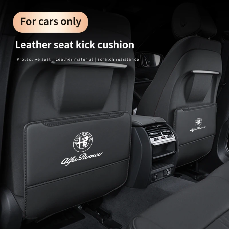 Car Seat Back Protection Anti-Kick Pad Rear Seat Storage Bag Alfa Romeo 147 156 159 Giulia Tonale Stelvio Giulietta Mito Milano