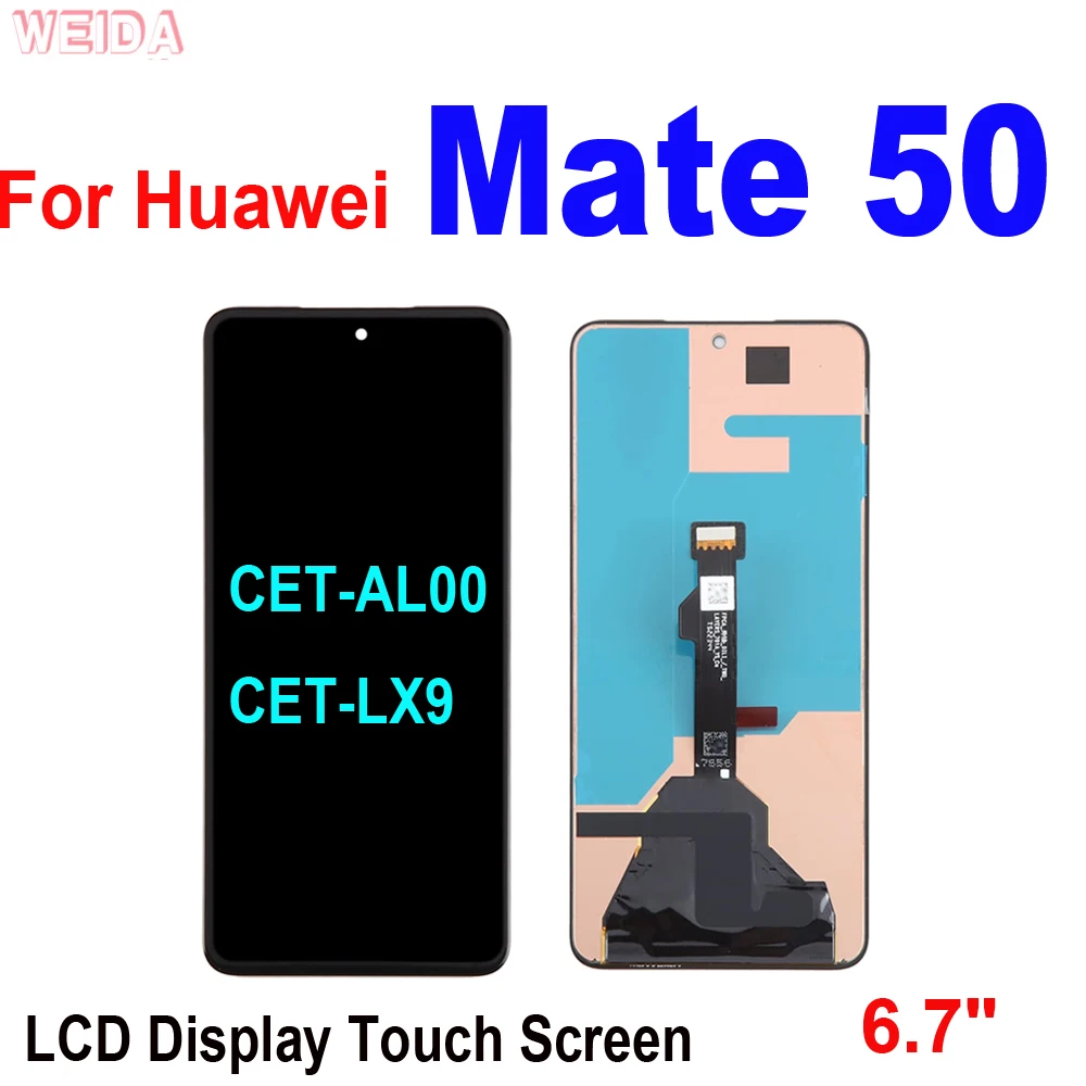 

6.7" Amoled LCD For Huawei Mate 50 LCD Display Touch Screen Digitizer Assembly For Huawei Mate 50 CET-AL00, CET-LX9 LCD Replace