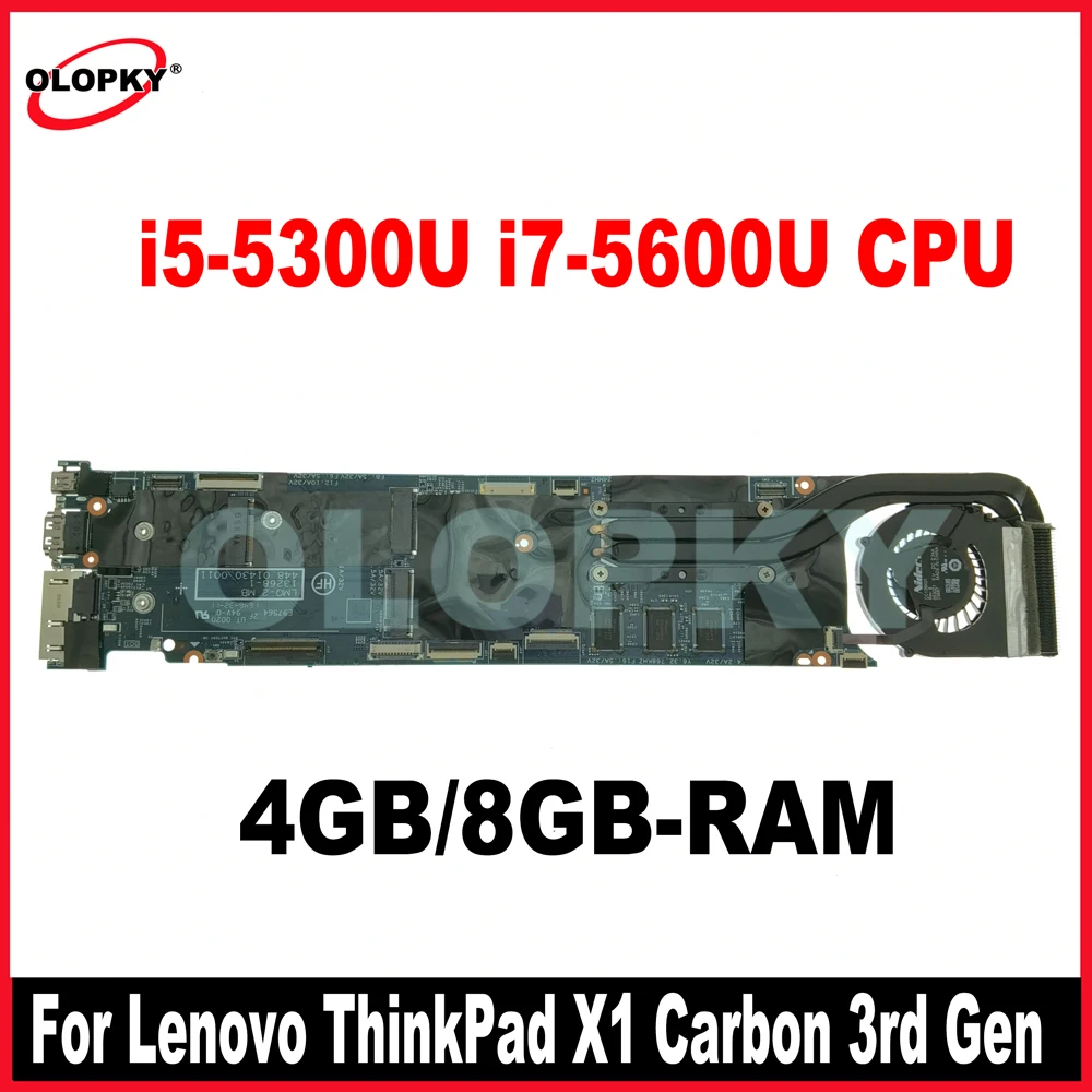 

13268-1 для Lenovo ThinkPad X1 Carbon 3-го поколения X1C 2015, материнская плата для ноутбука i5-5300U i7-5600U, процессор 4 ГБ/8 ГБ ОЗУ