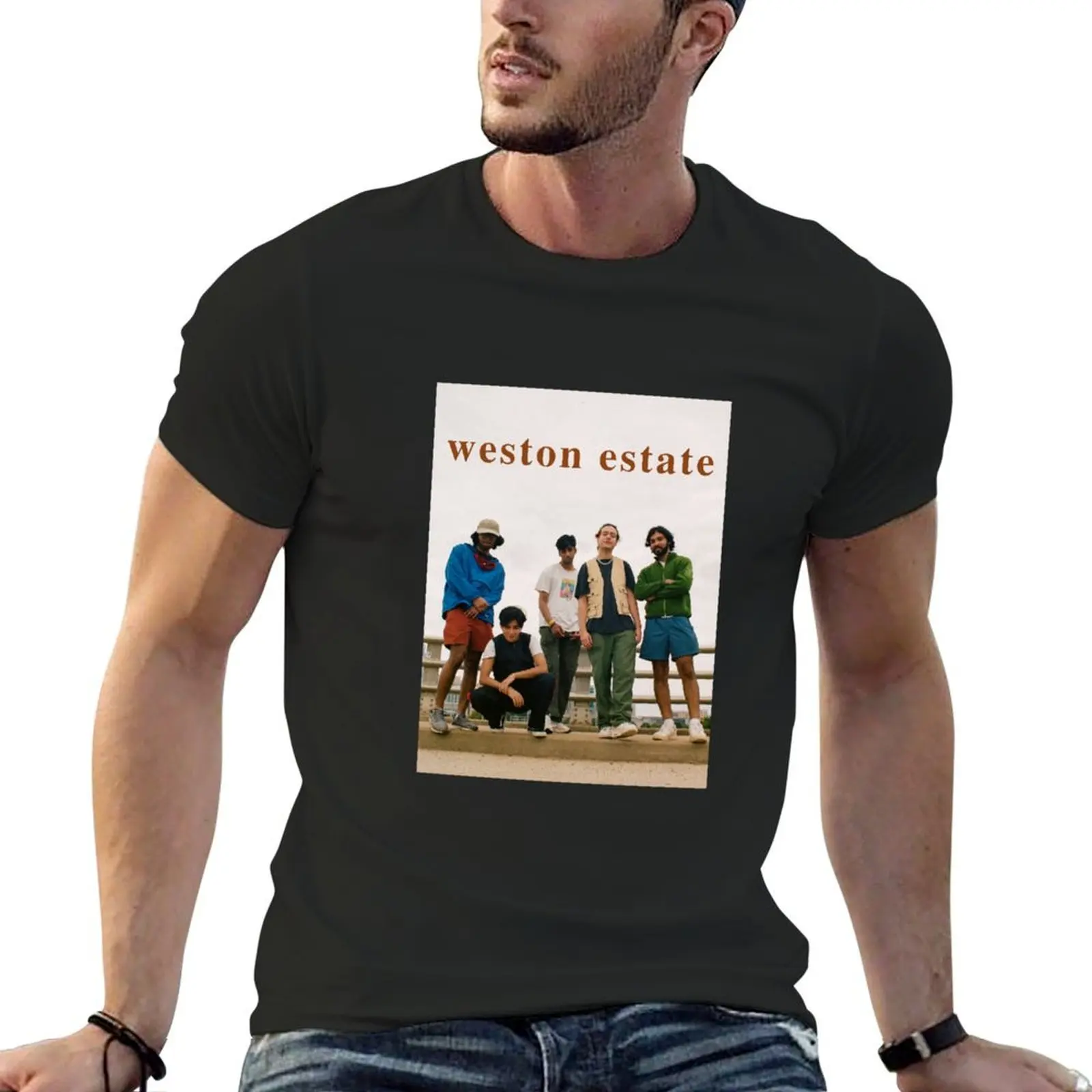 weston estate T-Shirt sweat graphic tee shirt kawaii clothes Short sleeve tee plain black t shirts men