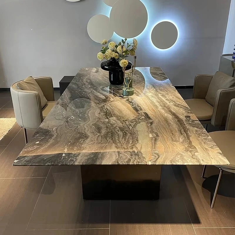 Group Stainless Steel 4-6 Seater Restaurant Tables Dining Table Set Venetian Brown Tables for Sale Used