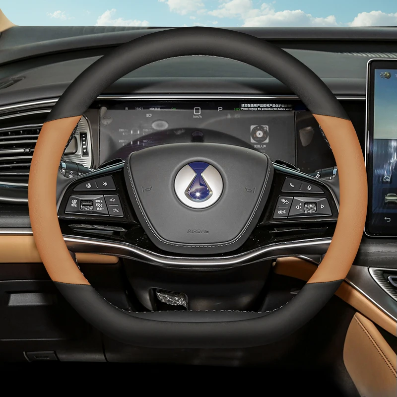 

Leather Car Steering Wheel Cover for BYD Denza 5 8 B5 B8 N9 N7 D9 Z9 2023 2024 2025 2026 Accessories