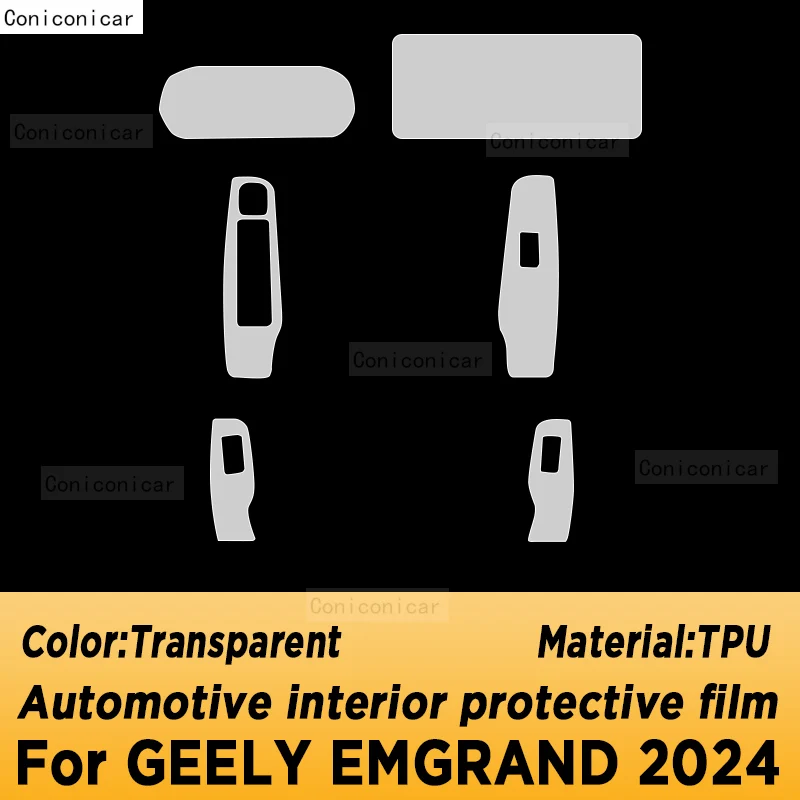 For GEELY EMGRAND 2024 Gearbox Panel Navigation Automotive Interior Screen TPU Protective Film Anti-Scratch Sticker