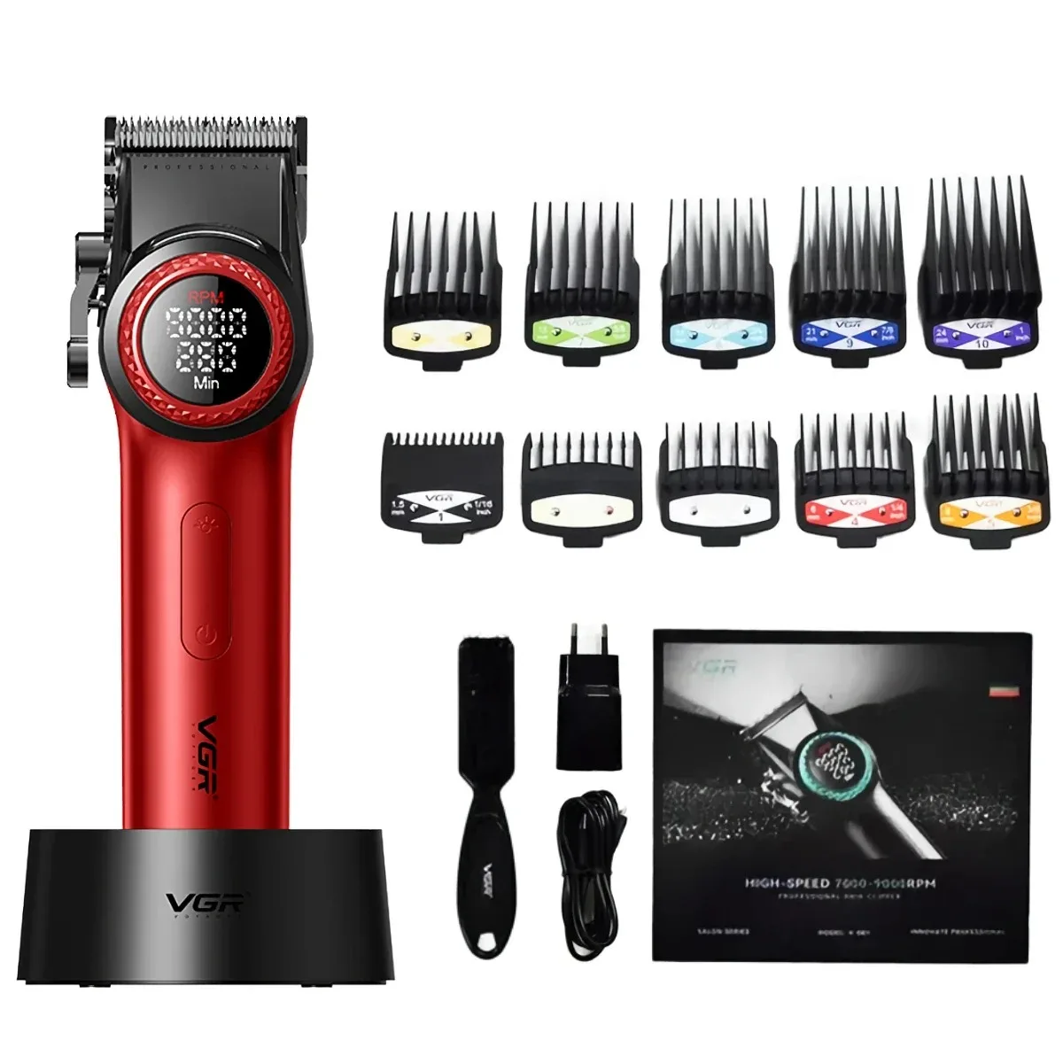 VGR Hair Trimmer Hair Clipper Professional Hair Cutting Machine 9000RPM  21-Gears Speed Adjustable Barber Clippers for Men V-001