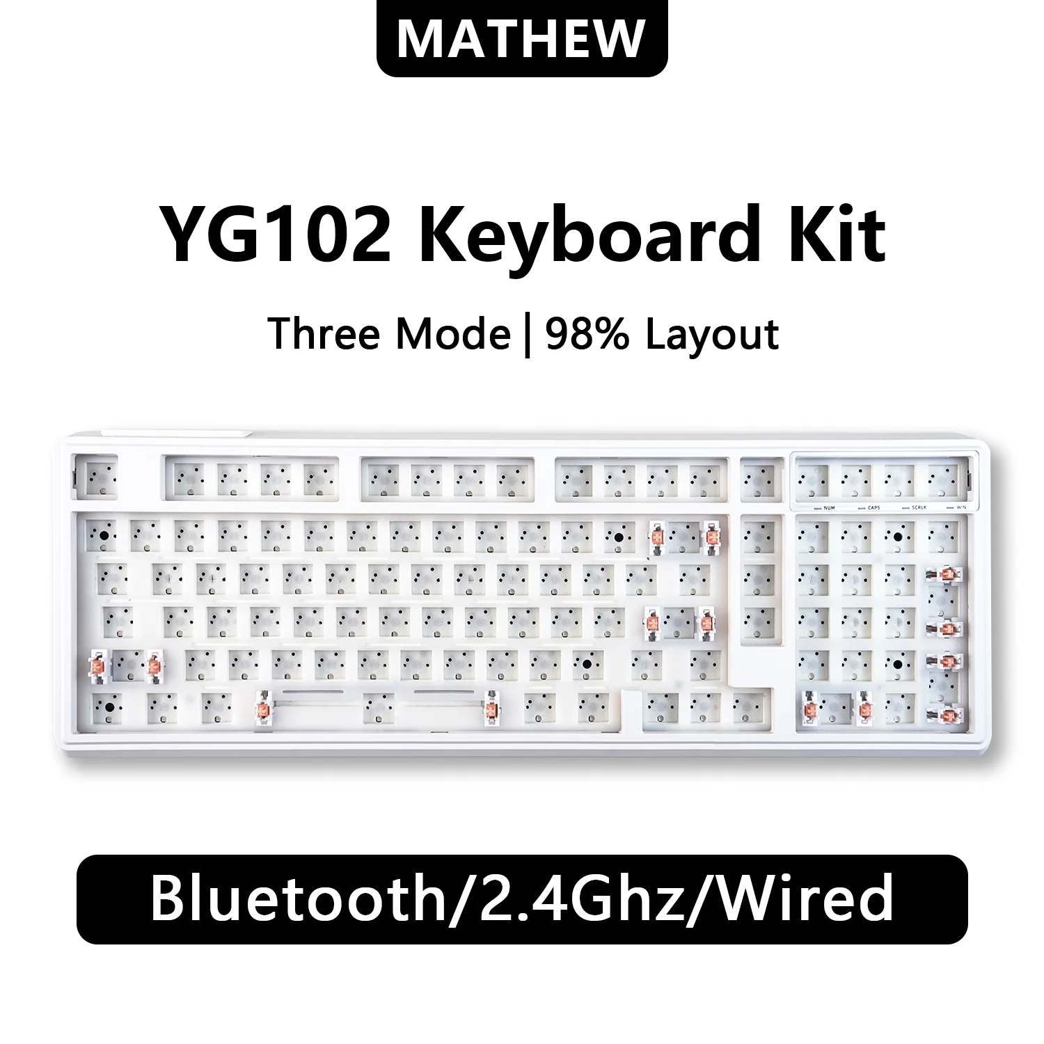 YG102 Mechanical Gaming Keyboard Kit, 102 Keys RGB Backlit Programmable Keyboard, 96% Wireless Computer Keyboard with PC Plate