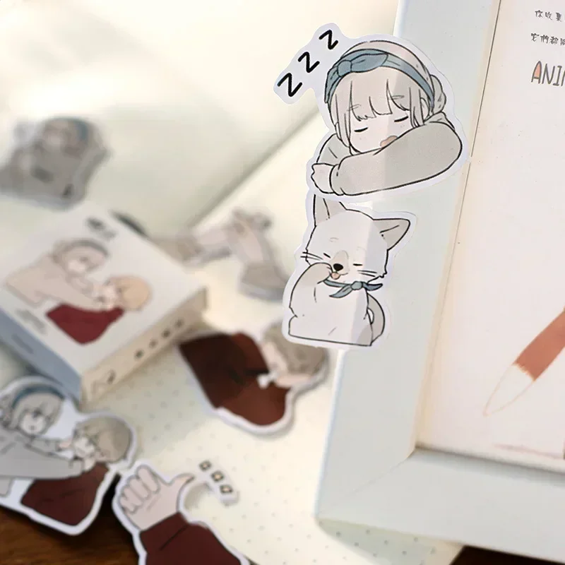 45pcs/set Cartoon Hand Account Sticker Cute Japanese Character Boy INS Style Anime Cartoon Decoration Small Cute Sticker