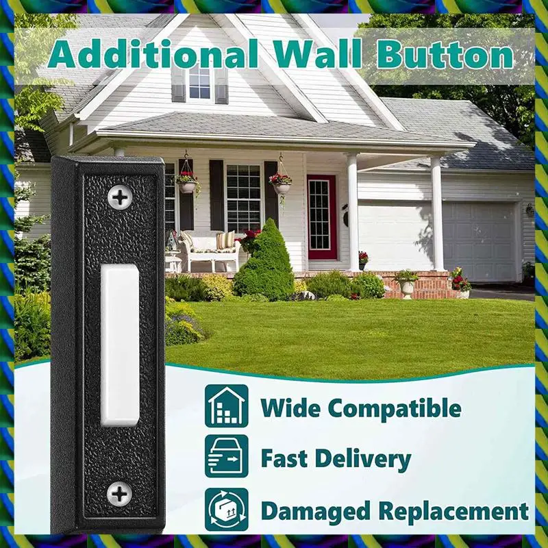 Daily 2PCS Wired Doorbell Button With LED Light, Replacement Of Doorbell Ring Button, Wall Mounted Door Opener Switch