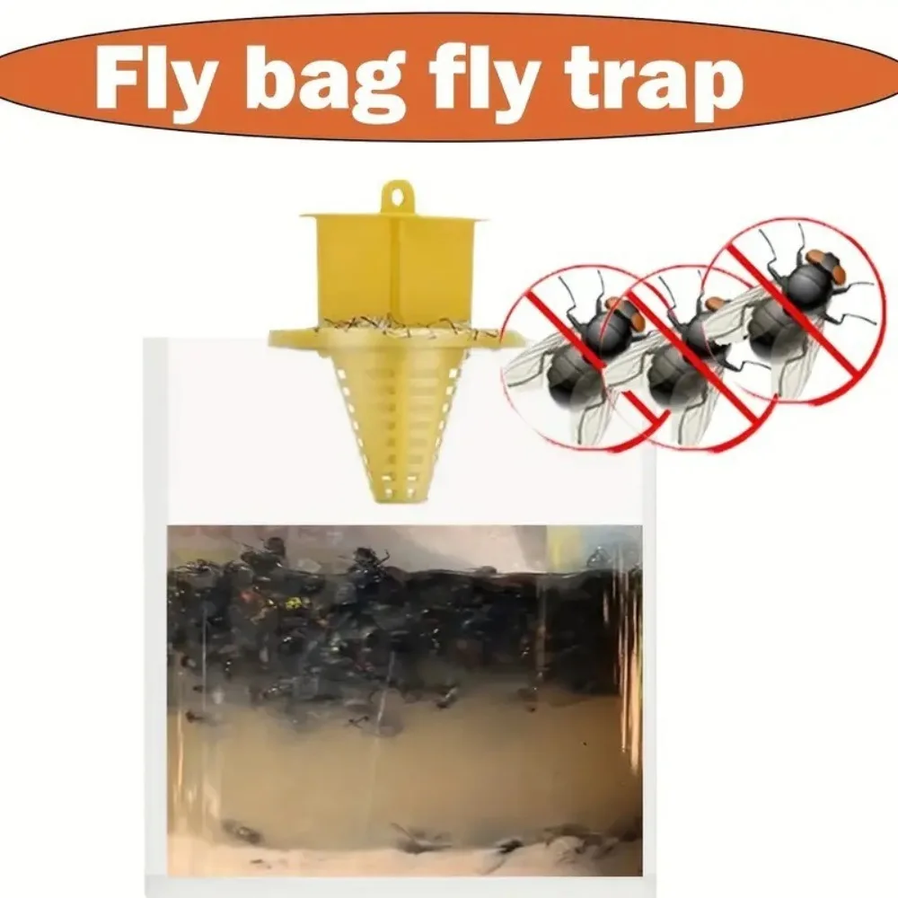 

2pcs Transparent Flies Catcher Bag Disposable Foldable Hanging Flies Flytrap Non-toxic Harmless Flies Trap Household Supplies