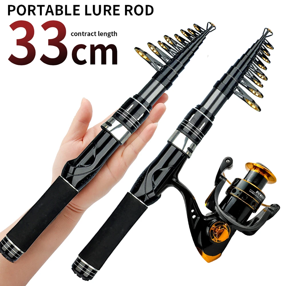 Telescopic Spinning Fishing Rod 1.5-2.4M and 1000-4000 Reel Combo Protable Mini Travel Rod  For Seawater/Freshwater Carp Fishing