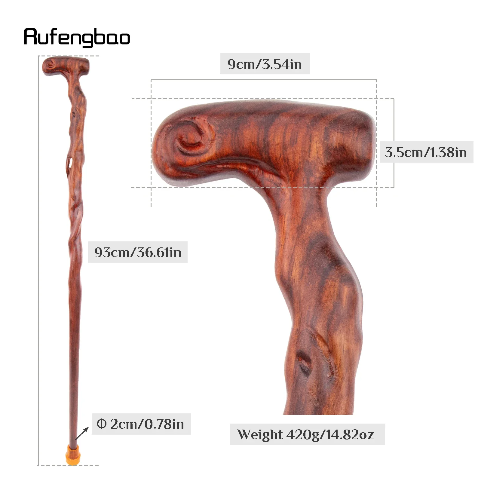 Red Tree Vine Wooden Single Joint Fashion Walking Stick Decorative Cospaly Cane Halloween Mace Crutch Wand Crosier 93cm