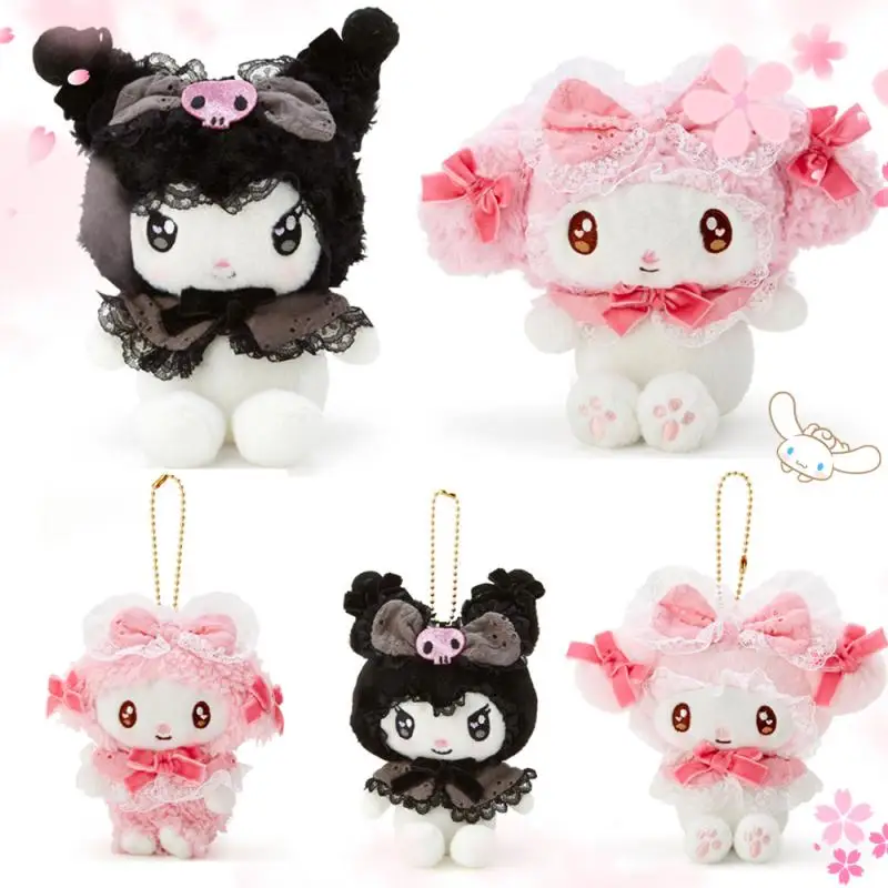 

Sanrio Plush Lolita Series Melody Kuromi Lace Doll Pendant Cartoon Kawaii Anime Toys for Children Birthday Gifts