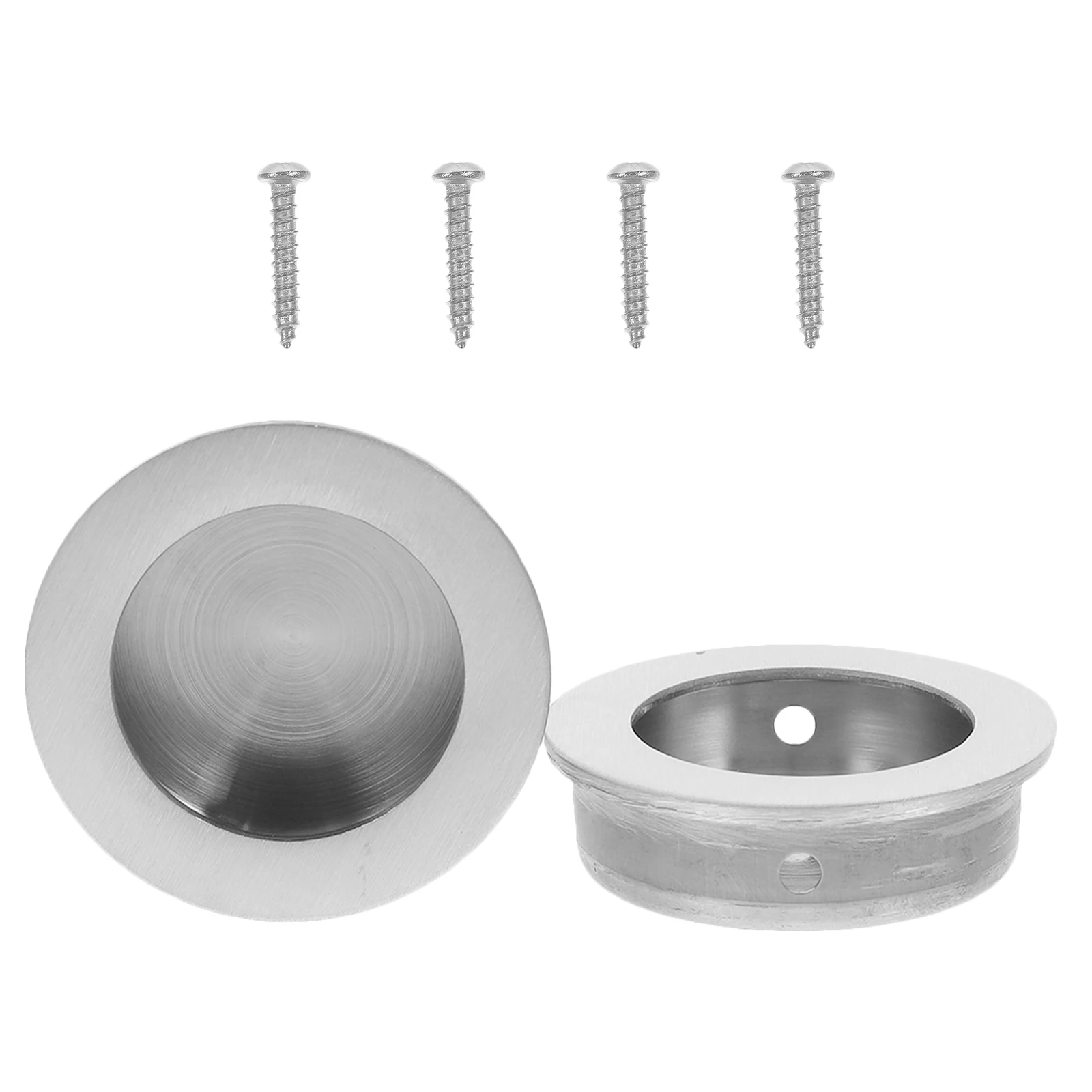 

2Pcs Round Button Pocket Door Pull Handles Vintage Recessed Cabinet Drawer Pulls Hidden Safety Groove Pocket Door Handles