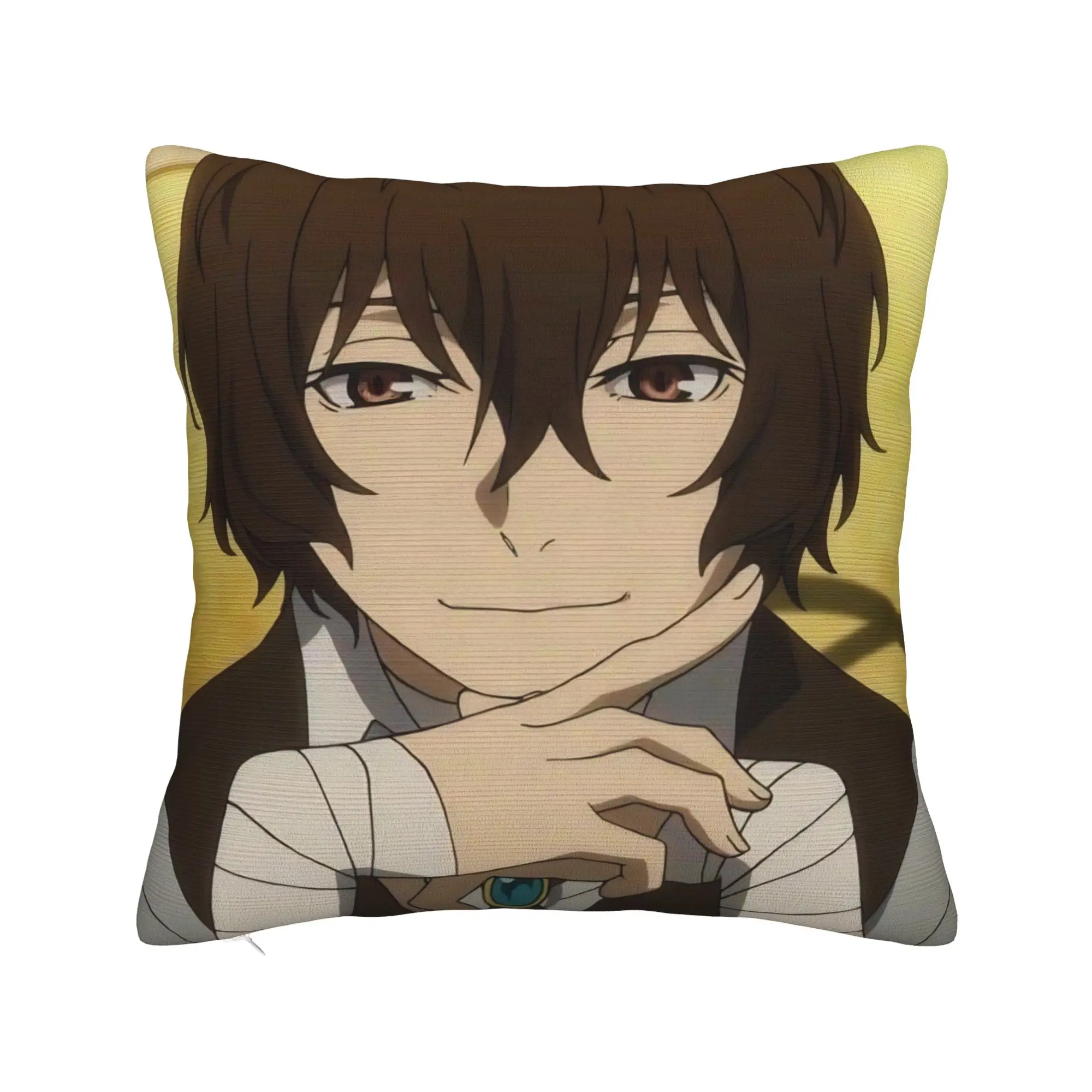 Dazai Bungo Stray Dogs Pillowcase Printing Polyester Cushion Cover Decoration  Throw Pillow Case Cover Home Zippered 45*45cm