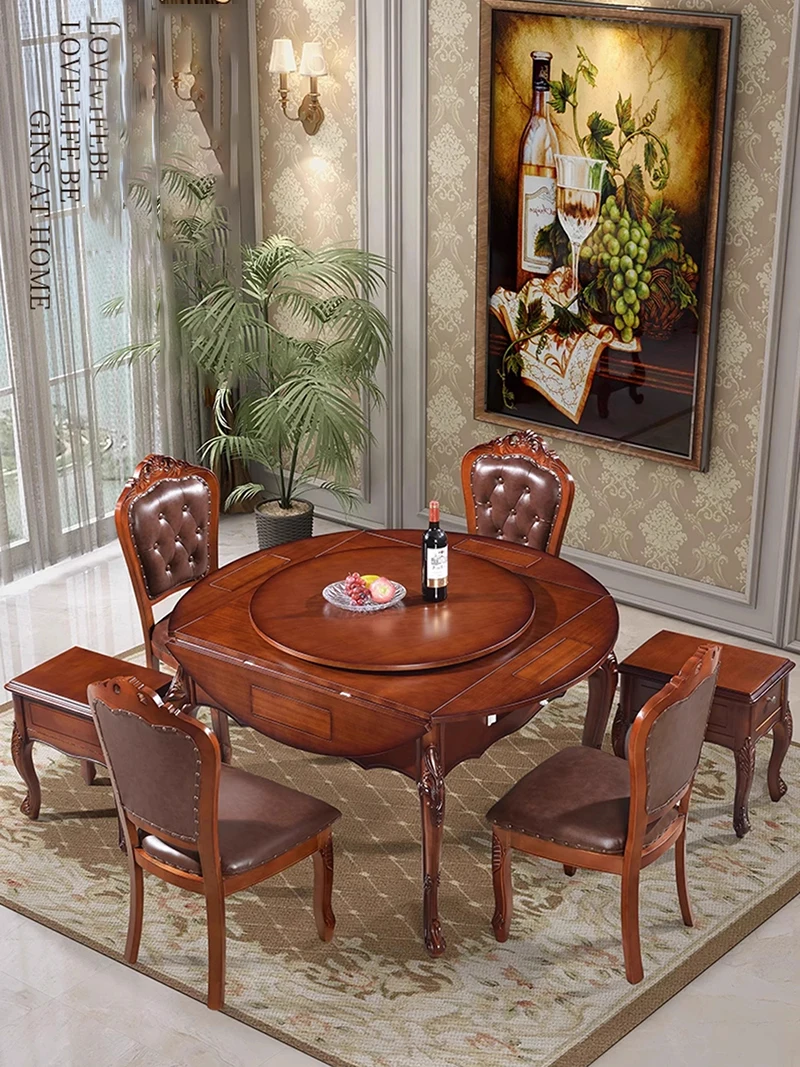 Luxury Wooden Dining Table Fold Power-driven Cup Holder Mahjong Table Home Work Relaxation Mesa De Comedor Home Furniture LVMC