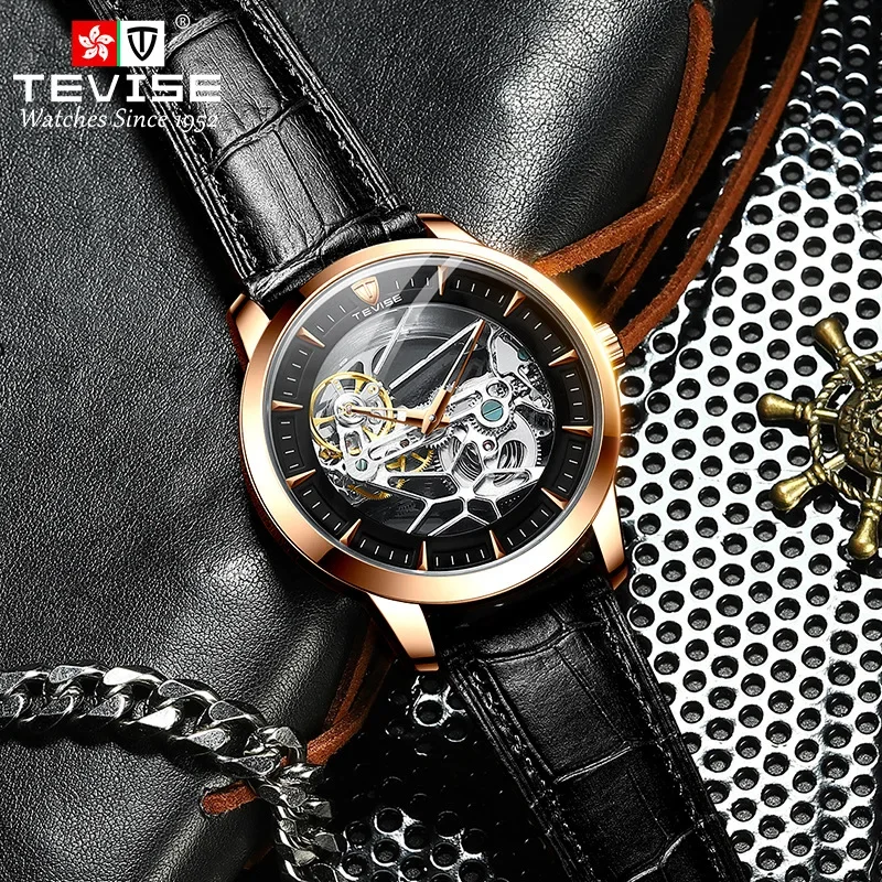 

Tourbillon Hollow Automatic Mechanical Watch Men Leather Multi-functional Waterproof Business Sports Man Watch