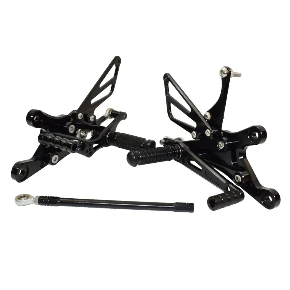 WAASE Black Motorcycle Adjustable Rider Rearset Driver Footrests Foot Rest Pegs Rear Sets For Yamaha YZF R1 RN12 2004 2005 2006