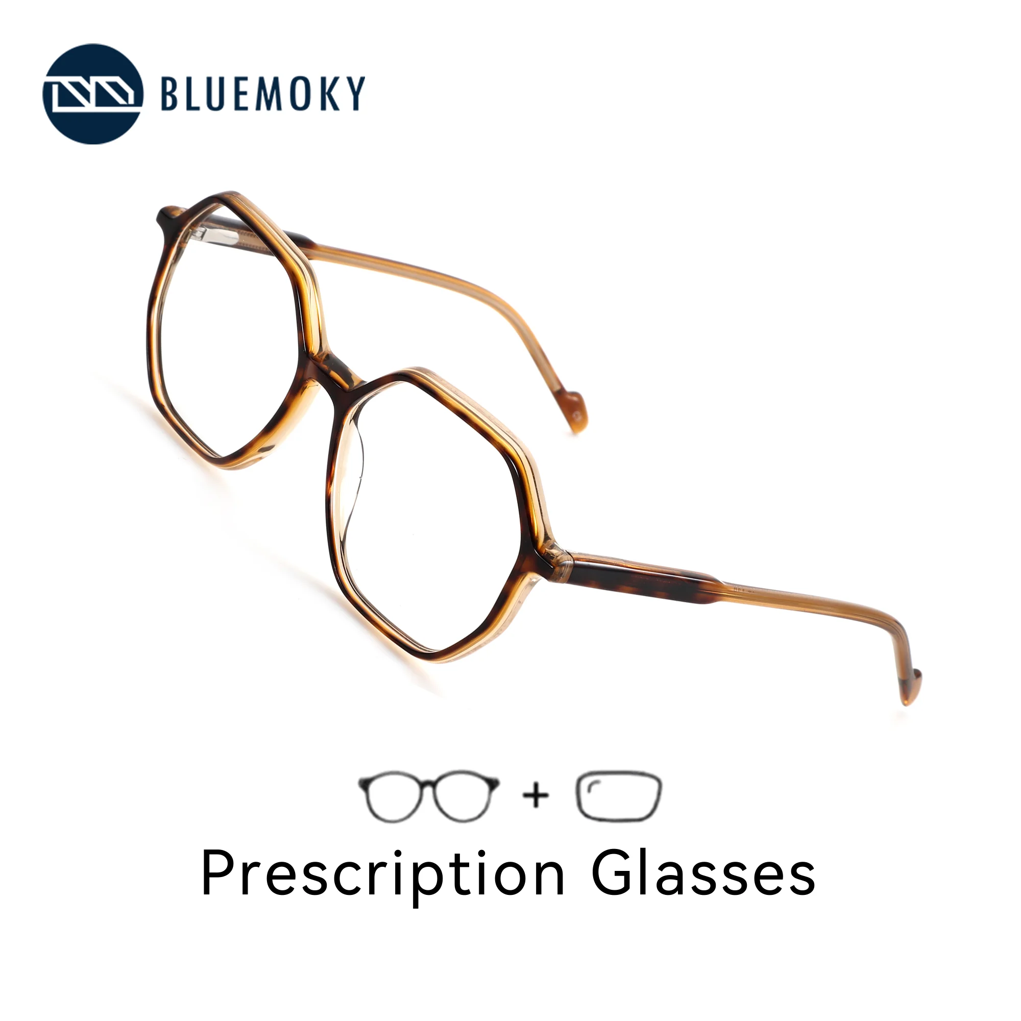 

Очки BLUEMOKY из ацетата с полигональной оправой для женщин, фотохромные оптические очки с защитой от синего света и линзами для коррекции близорукости по рецепту